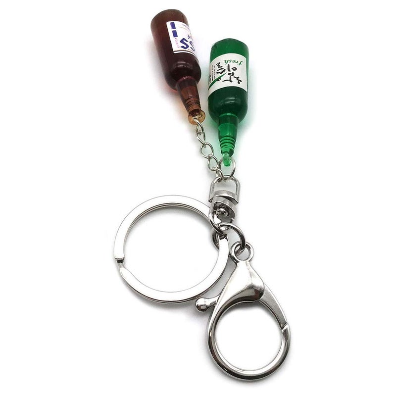 GARASANI Korean Soju and Beer Bottle Miniature Key Chain Key Ring Unique Bottle (Soju and Beer) - Image 2